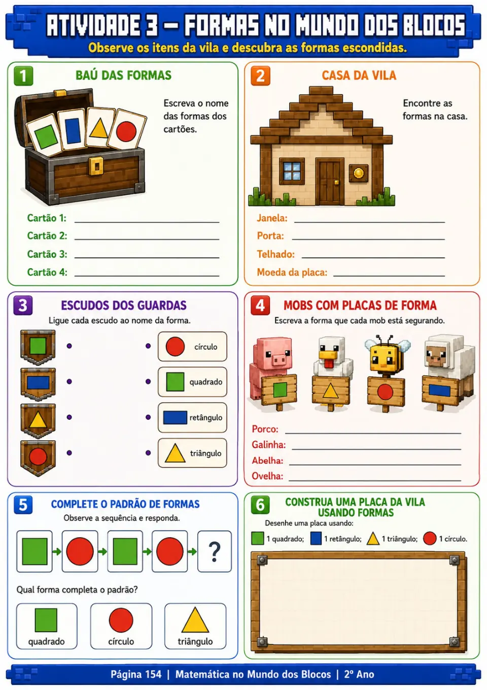 Ficha de matemática — 2.º ano, formas geométricas